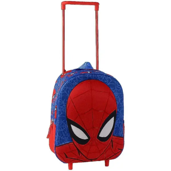 Zaino trolley con ruote di Spider-Man in EVA blu e rosso con fronte tridimensionale