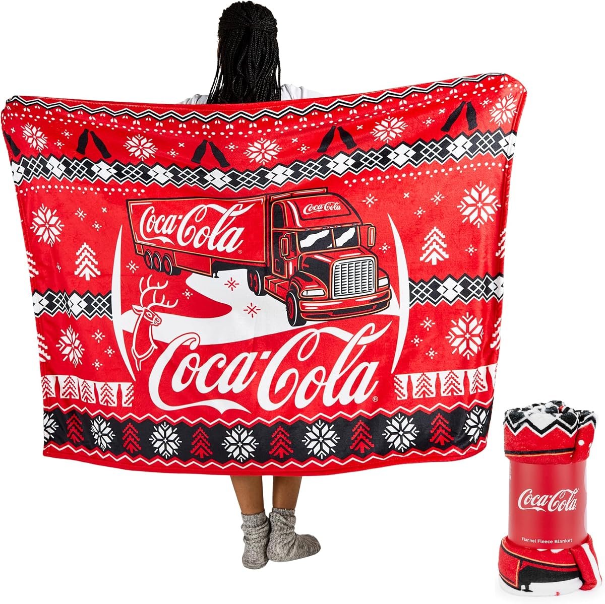 Coperta natalizia Coca-Cola in pile — licenza ufficiale