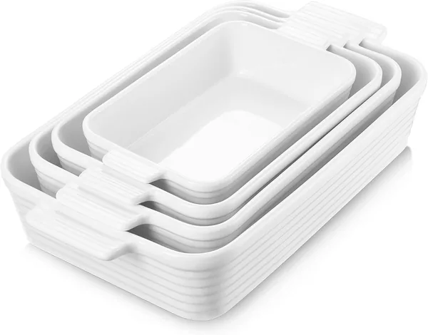 Jassceram — set di 4 pirofile rettangolari profonde — regalo per chi ama cucinare