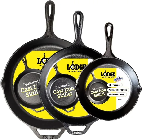 LODGE — set di 3 padelle in ghisa pre-stagionate — regalo per chi ama cucinare