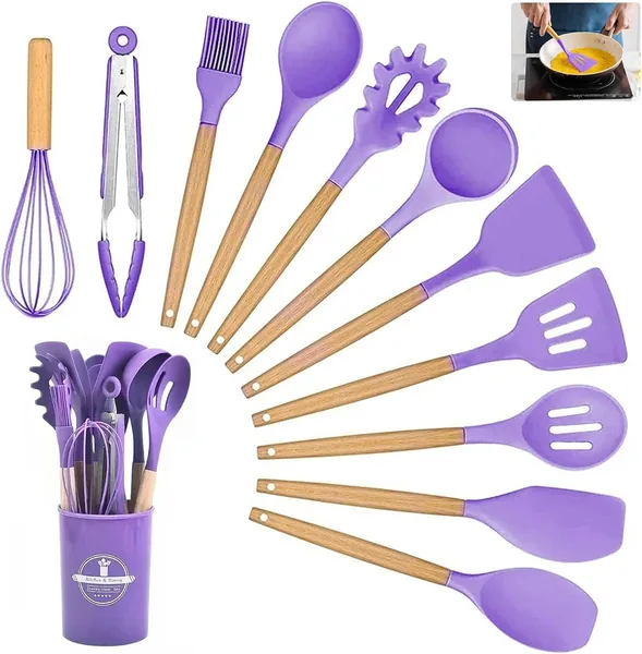 Set 12 pezzi con manico in legno — regalo per chi ama cucinare