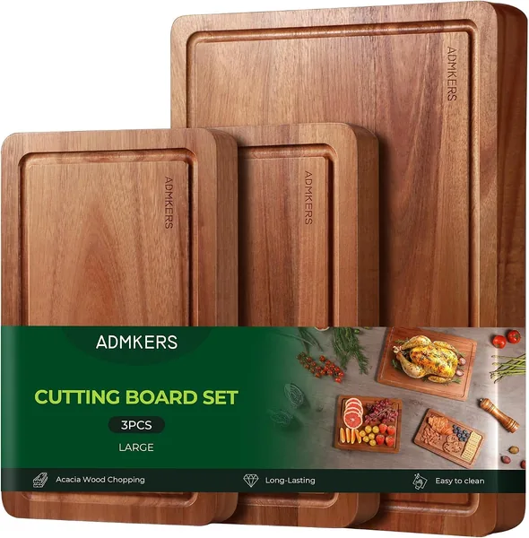 Set di 3 taglieri in legno massello di acacia — regalo per chi ama cucinare