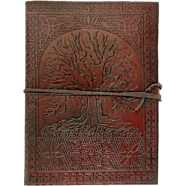 Taccuino Diario in Pelle con Motivo a Foglie, 18 cm