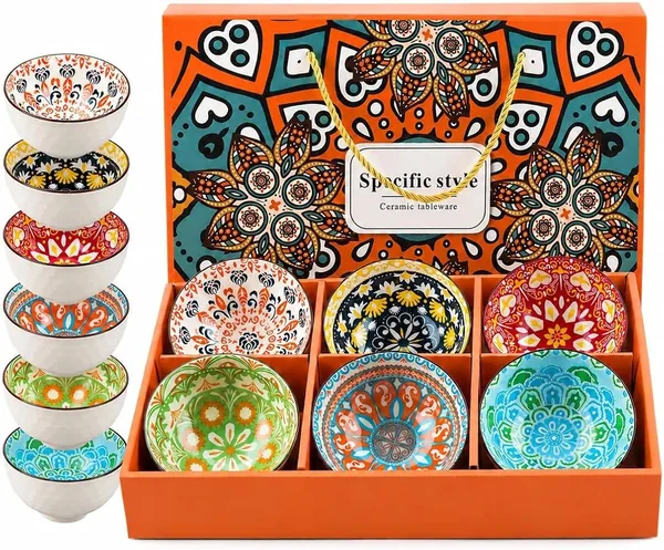 Topsky — set di 6 ciotole bohemien con scatola — regalo per chi ama cucinare